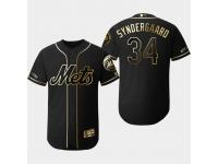 Men's Mets 2019 Black Golden Edition Noah Syndergaard Flex Base Stitched Jersey