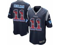 Men's Nike New England Patriots #11 Julian Edelman Limited Navy Blue Strobe NFL Jersey
