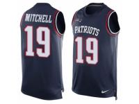 Men's Nike New England Patriots #19 Malcolm Mitchell Navy Blue Player Name Number Tank Top NFL Jersey