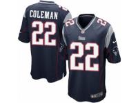 Men's Nike New England Patriots #22 Justin Coleman Game Navy Blue Team Color NFL Jersey