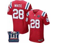 Men's Nike New England Patriots #28 James White Elite Red Alternate Super Bowl LI Champions NFL Jersey
