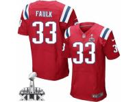 Men's Nike New England Patriots #33 Kevin Faulk Elite Red Alternate Super Bowl XLIX NFL Jersey