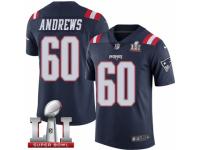 Men's Nike New England Patriots #60 David Andrews Limited Navy Blue Rush Super Bowl LI 51 NFL Jersey