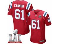 Men's Nike New England Patriots #61 Marcus Cannon Elite Red Alternate Super Bowl LI 51 NFL Jersey