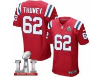 Men's Nike New England Patriots #62 Joe Thuney Elite Red Alternate Super Bowl LI 51 NFL Jersey