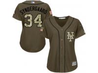 Mets #34 Noah Syndergaard Green Salute to Service Women Stitched Baseball Jersey