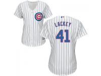 MLB Chicago Cubs #41 John Lackey Women White Cool Base Jersey