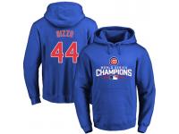 MLB Men Chicago Cubs #44 Anthony Rizzo Royal 2016 World Series Champions Walk Pullover Hoodie