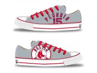 MLB Men/Women Boston Red Sox #15 Dustin Pedroia Gray Hand Painted Unisex Low-Top Canvas Shoes