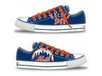 MLB Men/Women New York Mets #20 Neil Walker Royal Hand Painted Unisex Low-Top Canvas Shoes