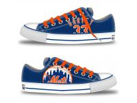 MLB Men/Women New York Mets #33 Matt Harvey Royal Hand Painted Unisex Low-Top Canvas Shoes