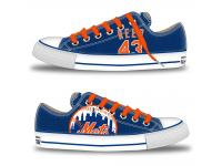 MLB Men/Women New York Mets #43 Addison Reed Royal Hand Painted Unisex Low-Top Canvas Shoes