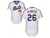 MLB New York Mets #26 Kevin Plawecki Men White-Royal Authentic Flexbase Collection Jersey