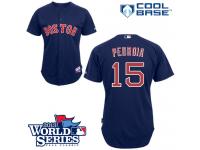 Navy Blue Dustin Pedroia Men #15 Majestic MLB Boston Red Sox 2013 World Series Cool Base Alternate Jersey