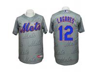 New York Mets #12 Juan Lagares Authentic 3D Fashion Grey Jersey