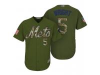 New York Mets #5 David Wright Camo Olive Salute Official Cool Base Player Jersey