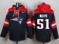 NFL New England Patriots (LB) #51 Jerod Mayo Men Navy Blue Pullover Hoodie