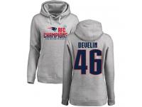 Nike James Develin Heather Gray 2017 AFC Champions Women's - NFL New England Patriots #46 Pullover Hoodie
