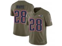 Nike James White Limited Olive Men's Jersey - NFL New England Patriots #28 2017 Salute to Service