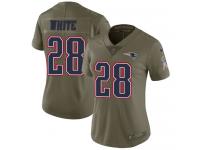 Nike James White Limited Olive Women's Jersey - NFL New England Patriots #28 2017 Salute to Service