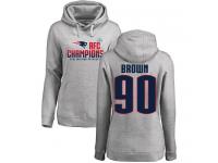 Nike Malcom Brown Heather Gray 2017 AFC Champions Women's - NFL New England Patriots #90 Pullover Hoodie