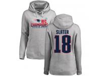 Nike Matthew Slater Heather Gray 2017 AFC Champions Women's - NFL New England Patriots #18 Pullover Hoodie