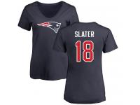 Nike Matthew Slater Navy Blue Name & Number Logo Slim Fit Women's - NFL New England Patriots #18 T-Shirt