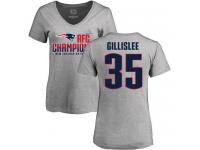 Nike Mike Gillislee Heather Gray 2017 AFC Champions V-Neck Women's - NFL New England Patriots #35 T-Shirt