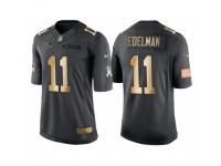 Nike New England Patriots #11 Julian Edelman Anthracite 2016 Christmas Gold Men's NFL Limited Salute to Service Jersey