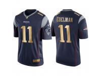 Nike New England Patriots #11 Julian Edelman Navy Blue Men's NFL Game 2016 Christmas Golden Edition Jersey
