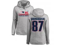 Nike Rob Gronkowski Heather Gray 2017 AFC Champions Women's - NFL New England Patriots #87 Pullover Hoodie
