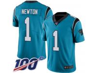 Panthers #1 Cam Newton Blue Men's Stitched Football Limited Rush 100th Season Jersey
