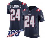 Patriots #24 Stephon Gilmore Navy Blue Men's Stitched Football Limited Rush 100th Season Jersey