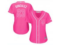 Pink Authentic Adrian Gonzalez Women's Fashion Majestic Jersey #23 Cool Base MLB New York Mets