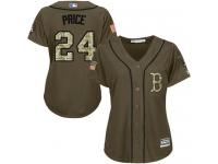 Red Sox #24 David Price Green Salute to Service Women Stitched Baseball Jersey