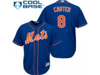 Royal Blue Authentic Gary Carter Youth Jersey #8 Cool Base MLB New York Mets Majestic Alternate Home