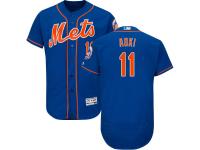 Royal Blue Authentic Norichika Aoki Alternate Home Men's Jersey #11 Flex Base MLB New York Mets Majestic