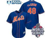 Royal Blue Jacob DeGrom Men #48 Majestic MLB New York Mets 2015 World Series Cool Base Alternate Home Jersey