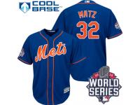 Royal Blue Steven Matz Men #32 Majestic MLB New York Mets 2015 World Series Cool Base Alternate Home Jersey