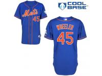 Royal Blue Zack Wheeler Men #45 Majestic MLB New York Mets Cool Base Alternate Home Jersey
