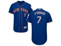 Royal-Gray Travis DArnaud Men #7 Majestic MLB New York Mets Flexbase Collection Jersey