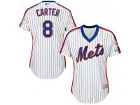 White Authentic Gary Carter Women's Jersey #8 Cool Base MLB New York Mets Majestic Alternate