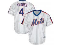 White Authentic Wilmer Flores Youth Jersey #4 Cool Base MLB New York Mets Majestic Alternate