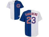 White-Blue Ryne Sandberg Men #23 Majestic MLB Chicago Cubs Split Fashion Jersey
