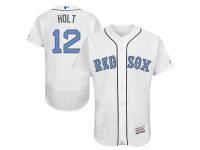 White Brock Holt Men #12 Majestic MLB Boston Red Sox 2016 Father Day Fashion Flex Base Jersey