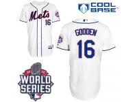 White Dwight Gooden Men #16 Majestic MLB New York Mets 2015 World Series Cool Base Alternate Jersey