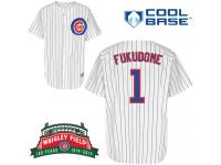 White Kosuke Fukudome Men #1 Majestic MLB Chicago Cubs Cool Base Home Jersey