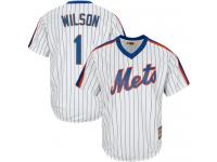White Mookie Wilson Men #1 Majestic MLB New York Mets Cooperstown Jersey