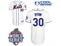 White Nolan Ryan Men #30 Majestic MLB New York Mets 2015 World Series Cool Base Alternate Jersey