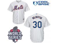 White Nolan Ryan Men #30 Majestic MLB New York Mets 2015 World Series Cool Base Home Jersey